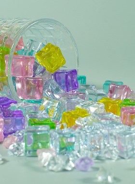 夜光透明彩色碎冰冰块装饰摆件微景观奶油胶手工diy树脂配件