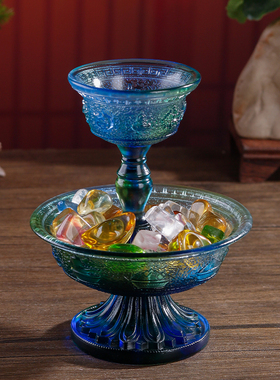 古法琉璃八吉祥护法杯供碗供杯家用桌面摆件尼泊尔修行杯日常送礼