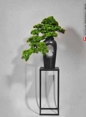 仿真关物盆景迎客松树新假中式摆件餐厅酒店入植户玄花架ML00127