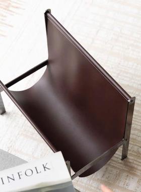 家居中乌木色皮革杂志架书架样板间卧古床头置物室ZAX架枕收抱纳