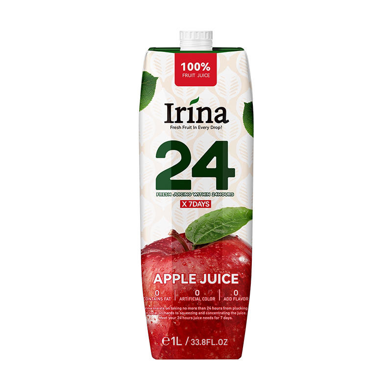 伊瑞娜进口果蔬汁苹果汁桃子汁胡萝卜木梨混合口味饮料液体沙拉1L