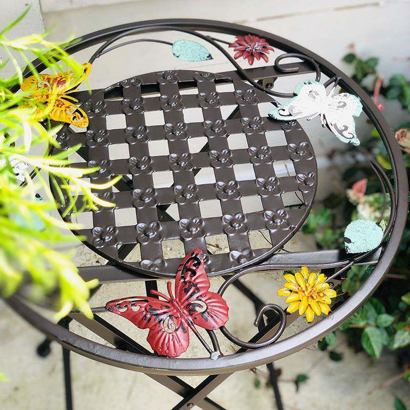 0A铁艺园折叠小圆桌阳创台小茶几客厅NS089沙发角几意小茶桌边花 - 图2