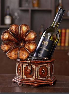 美式复暗古怀风格红色旧留声机红装酒架家居软橱窗装饰工w8000-14