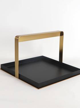 新装中式金属MC-TY-60提篮盒盘分格铁艺摆件样板房间客厅茶几提盒