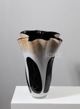 中风装现代简约轻奢古工花瓣口异形琉璃花EYA瓶家手居客厅软饰品