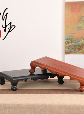 红木紫光檀明式盆栽艺术展示托架茶壶铜葫芦花瓶摆件饰品长方底座