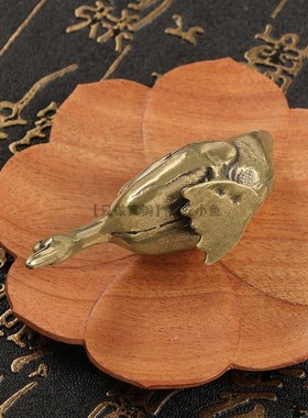 纯黄铜实心大白鹅摆件家禽鹅小摆件创意文玩桌面茶宠车宠铜工艺品