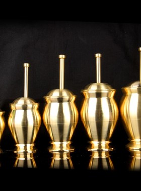 朴器 实心铜捣药罐 捣棒蒜锤药盅擂钵捣碎罐铜盅 蒜泥器研磨罐臼