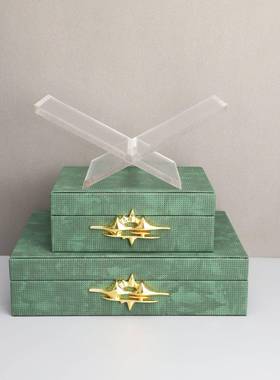 饰新中式绿色富贵收纳盒玄摆件样板房办公111山室卧室客厅桌面关