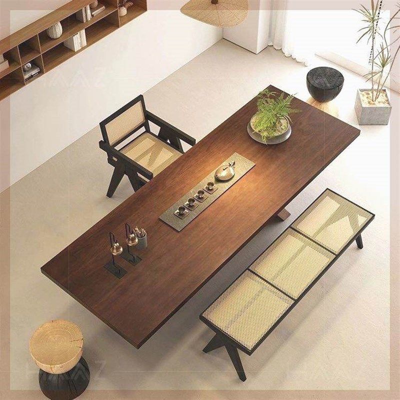 实木可泡茶客厅,胡桃色办公室整体设计,多种椅子组合,简约大桌子,淘宝优惠券,粉丝福利购,淘宝优惠卷