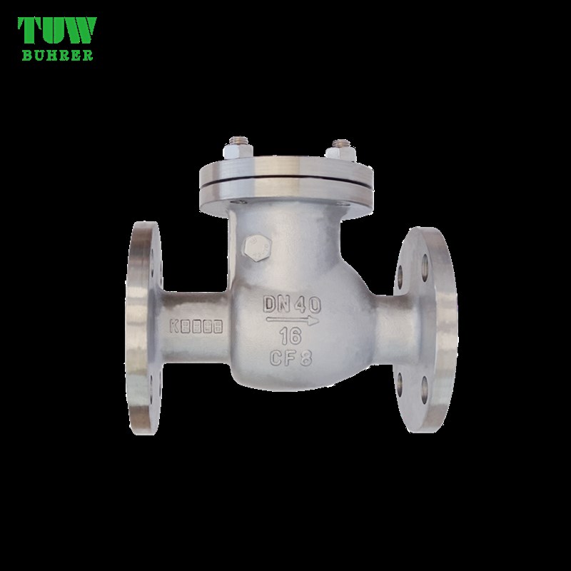 不锈钢旋启式止回阀 H44W法兰卧式逆止阀304加厚翻板式316L单向阀 - 图1