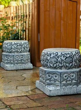 仿古中式摆件门墩抱鼓石门当户对别墅庭院子民宿大门口两侧仿石墩