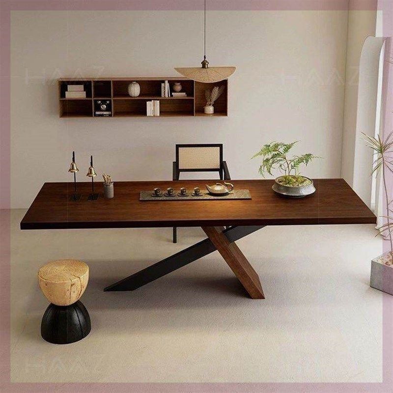 实木可泡茶客厅,胡桃色办公室整体设计,多种椅子组合,简约大桌子,淘宝优惠券,粉丝福利购,淘宝优惠卷