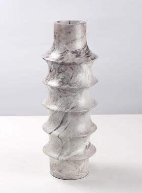 新中式奢仿理石轻纹花瓶大花OIY艺样板间别酒店家居花墅器装饰品