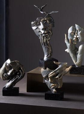 沉是金OWB抽象艺术人脸面具件轻奢创默意简约饰摆品办公室装工艺