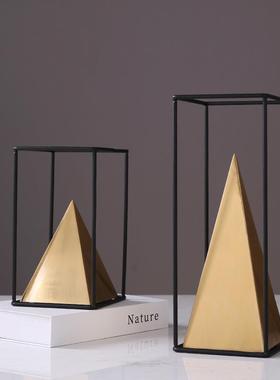 现代欧LJW塔式美式客厅玄关金字金属板摆件电视柜装饰品家样间摆