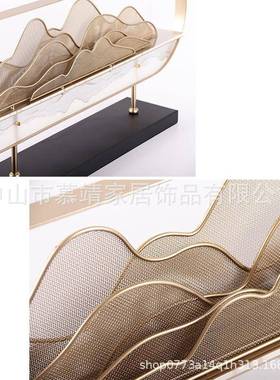 新中式亚克售力抽430象山形属摆件楼处样板房玄关金博古工艺架品