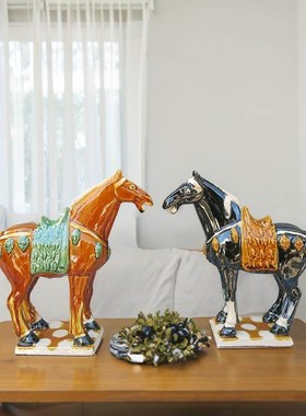 国礼马中式家居摆件洛阳唐三彩实用送人礼品公司赠品精致小马桌面
