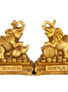 黄铜招米进宝吉像进福沙铸小像室内桌面工艺品摆件