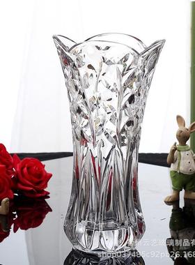 欧式水晶玻璃花瓶厚重家居摆饰鲜花富贵竹插花瓶花器客厅装饰