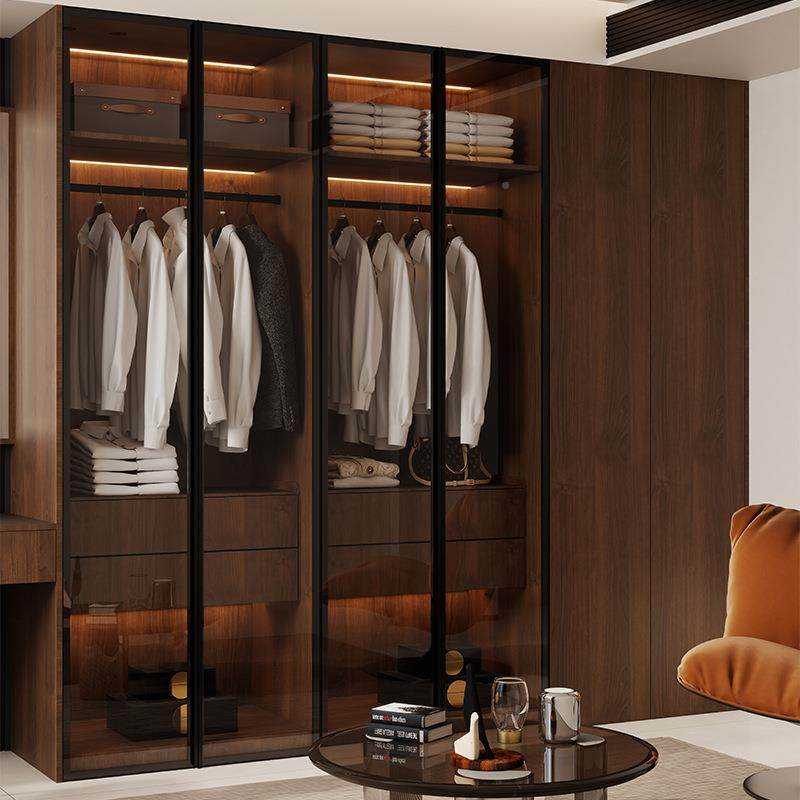 中古风玻璃门衣柜胡桃木一门到深木顶加加YBH厚实卧屋室衣橱全装,淘宝优惠券,粉丝福利购,淘宝优惠卷