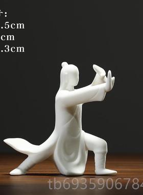 正品红创意陶瓷人物汉饰公品办室桌面客居厅书房家装饰陈设工艺品