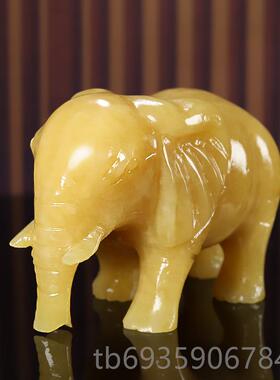 正品天然玉业水大象办公吸室客黄厅玄关装饰工艺品招财摆件开乔迁