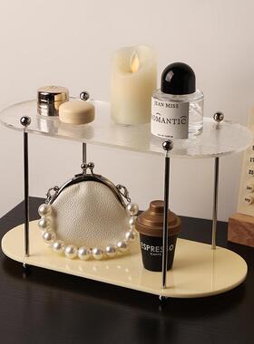 北欧ins风玄关收纳托盘摆件家居客厅桌面双层亚克力化妆品置物架