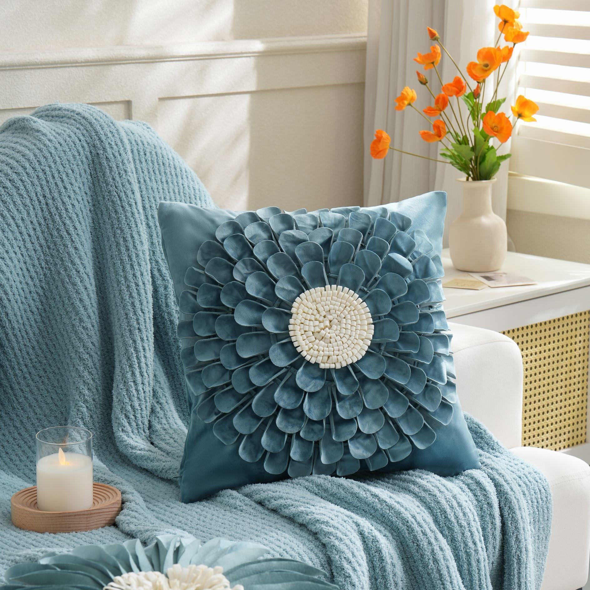 厚料小花瓣太阳花朵沙发抱枕套靠枕腰枕立体手工花手工花艺家居 - 图1