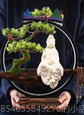 正品覆瓷古式陶品瓷工艺白观音菩萨自在中观音佛像家用玄关供奉摆