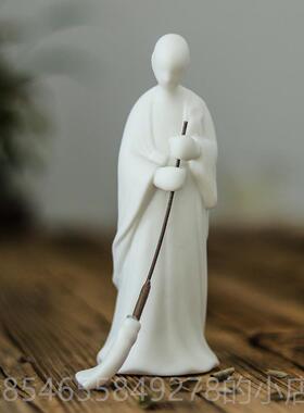 正品禅意中式陶瓷摆件扫僧地家物居客厅玄关创人意小和尚软装家居