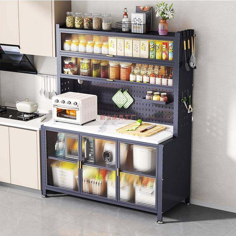 厨房置物架餐边柜储物柜落地防尘微波炉烤箱碗碟多功能收纳柜橱柜,淘宝优惠券,粉丝福利购,淘宝优惠卷
