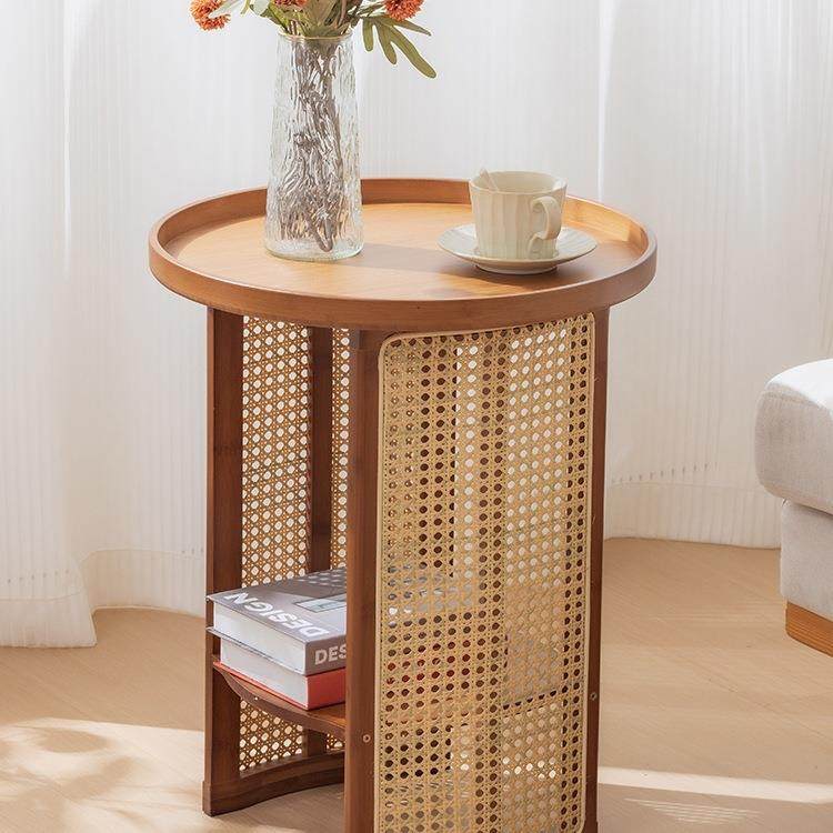 边几客厅沙发小茶几床头边柜创意圆形茶桌阳台小桌子日式藤编角几,淘宝优惠券,粉丝福利购,淘宝优惠卷