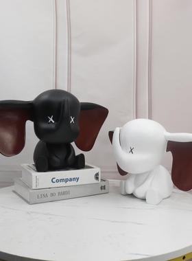 简约现代创意客大耳朵小飞样象可爱雕塑件板1间摆儿童房厅家居饰