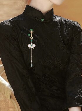 旗袍汉服配饰国风复古长款流苏天然母贝燕子风筝中式礼服挂件配饰