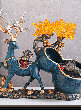 入户进门口玄关钥匙收纳摆件福禄鹿客厅鞋柜新家装饰布置乔迁礼品