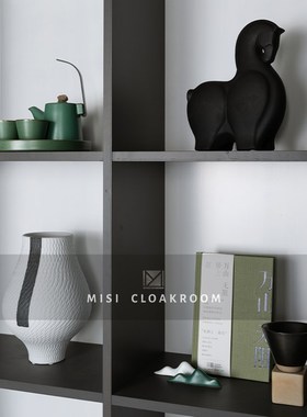 样板间茶室摆件中式陶瓷花瓶花器样板房展厅书房茶具套装饰品组合