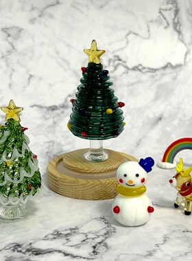 圣诞树摆件淄博拉丝镂空礼品琉璃工艺品博山小玻璃手工节装饰创意