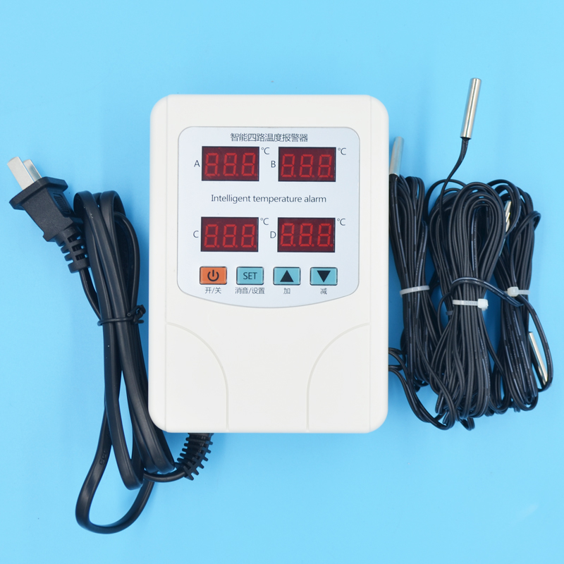 9904四路温度测试报警器多路高低温警报器上下限数显可调温控主机 - 图0