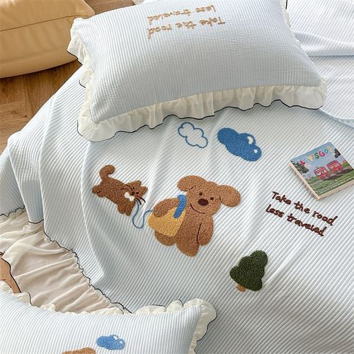 冰丝凉席2025新款床裙三件套床垫床盖可机洗夏天超凉感儿童软席子 - 图1