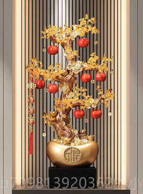 高档入户玄礼装关发财树招财摆件客办公室事事如意落地饰厅乔迁新