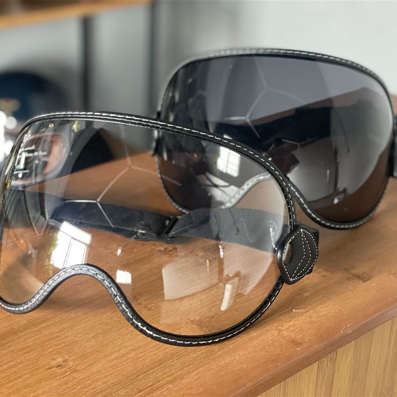 绑带风镜 泡泡镜3/4复古盔半镜全盔四季遮阳防雾挡风护目镜日夜用 - 图1