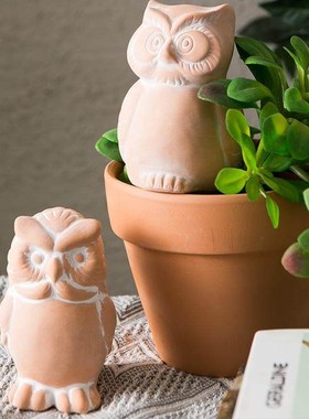 红陶土装饰品摆件可爱卡通小动物兔子小猫花园鱼缸庭院阳台室内外