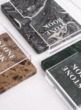 简001现代创意大理石亚克力摆件石头样板间书展厅书客厅约感摆设