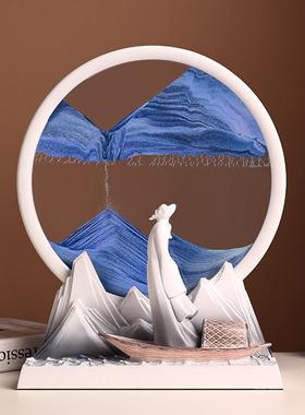 新中式创意流沙画摆件家居关客250609-2厅电艺视办柜工品酒柜公室