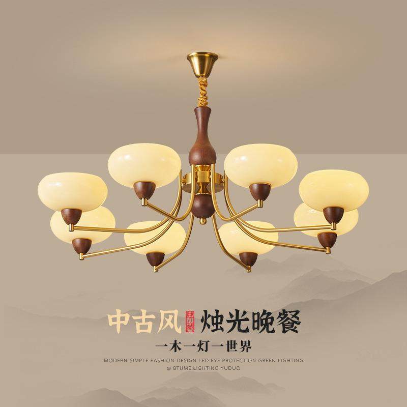 法式中古客厅吊灯大厅美式复古实木餐厅主卧室设计师2025新款灯具,淘宝优惠券,粉丝福利购,淘宝优惠卷