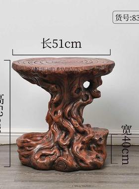 假山流水喷泉风水轮摆件仿木根雕创意树脂工艺品底座盆景花架