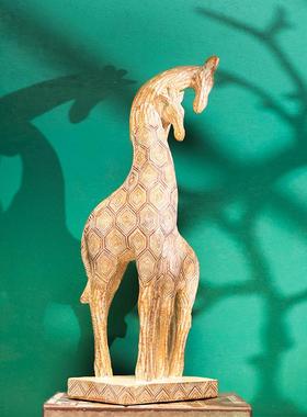 花园物面树工艺品大象动长颈鹿室内摆WTDSC081脂设家居艺术桌装饰