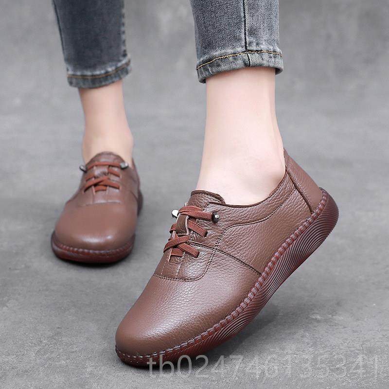 正品春秋新款平底老女鞋休深口闲单鞋中年皮鞋女软妈妈鞋真皮底老,淘宝优惠券,粉丝福利购,淘宝优惠卷