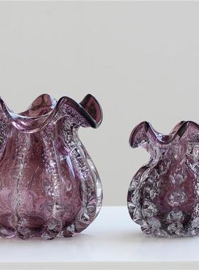 BX79-24-碧用轩色福袋厚重气泡水晶艺术花瓶桌面玄关件紫家摆客厅